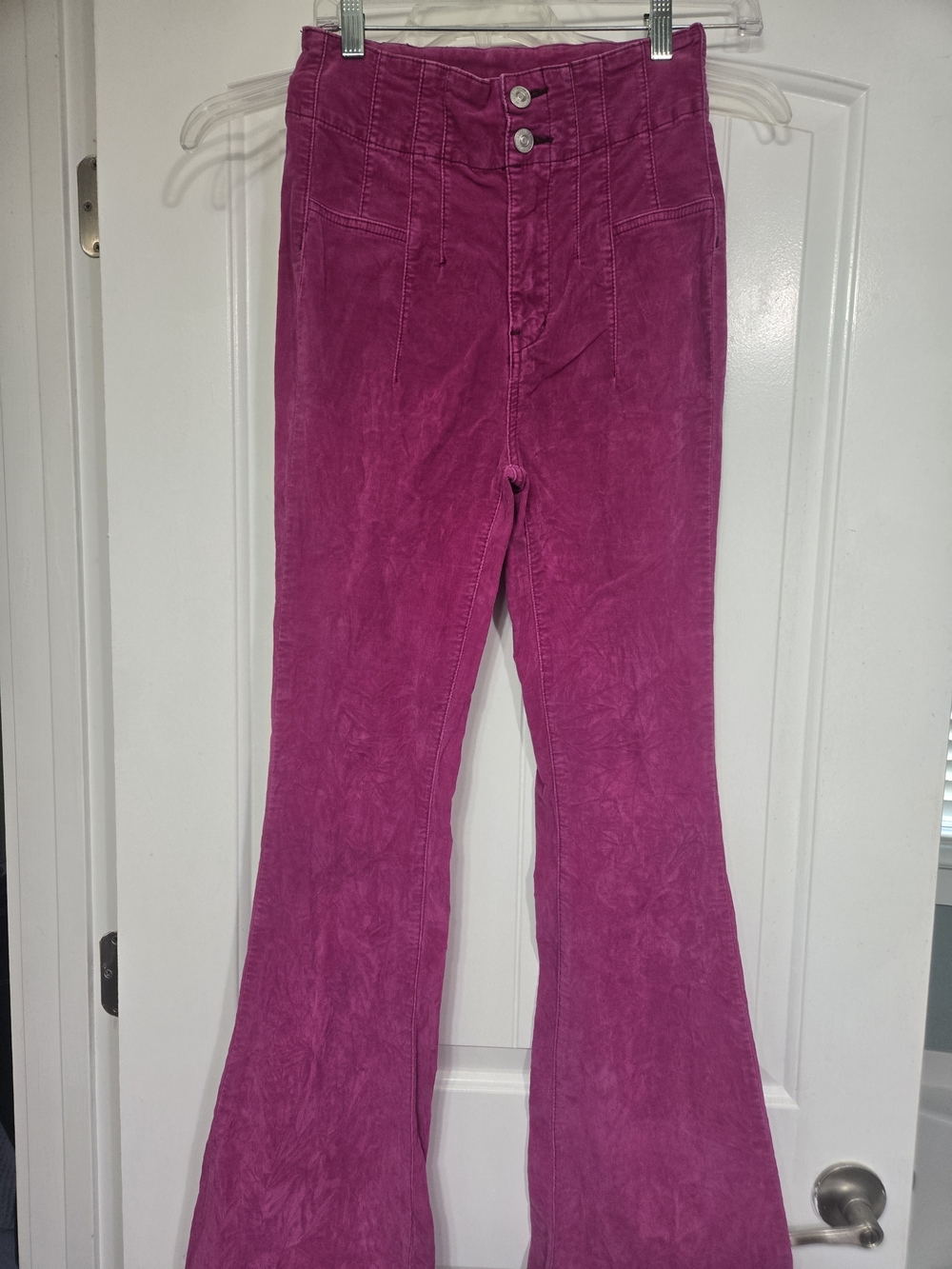 We The Free High-Rise Fuchsia Flare Jeans